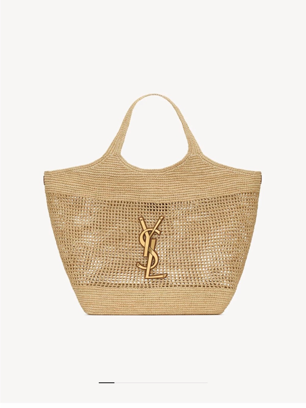 Saint Laurent Natural Raffia Tote with Gold YSL Logo - Picture 3 of 10